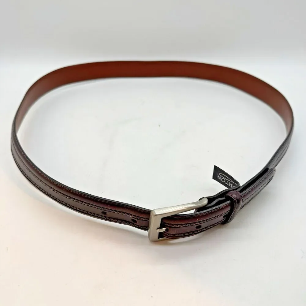 Brighton Smooth & Braided Brown Leather Belt Men's 42 Casual 1.25